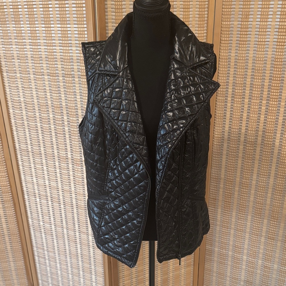 Talbots Shiny Black Quilted Vest